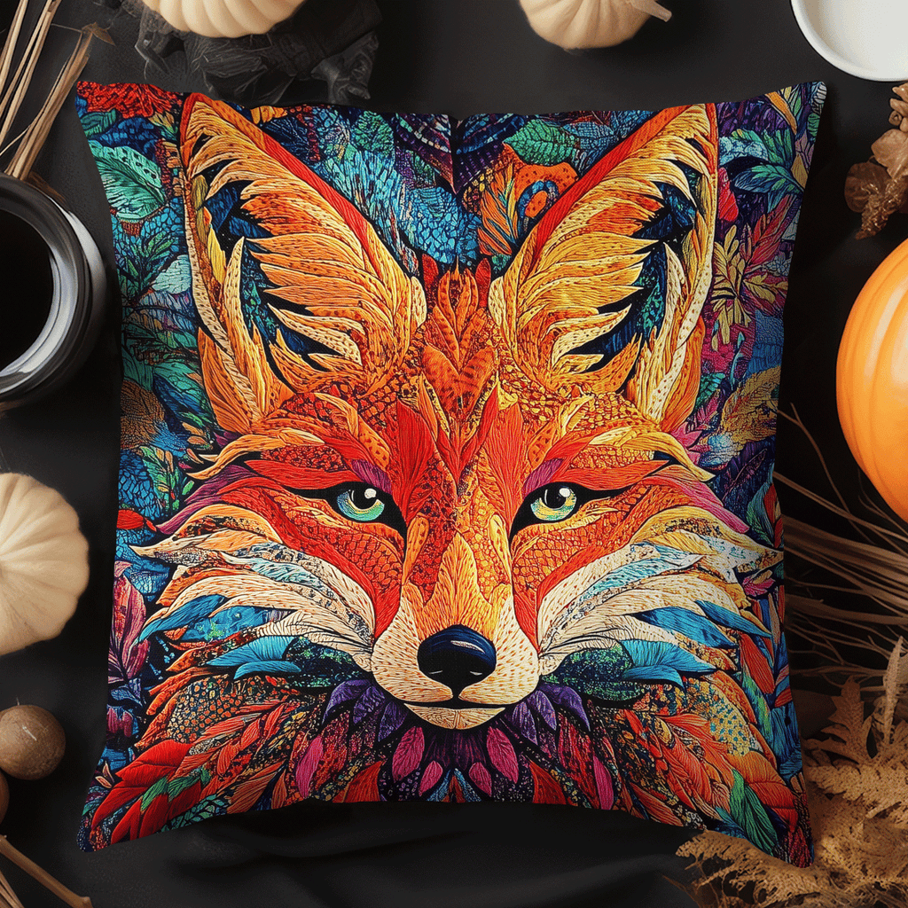 Abstract Fox Quilted Pillow Cover Living Decor Ideas Gift Ideas For Him - Curranto