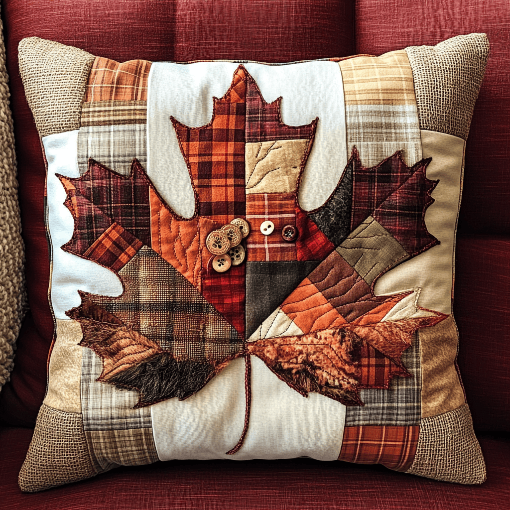 Autumn Maple Charm Quilted Pillow Cover Holiday Home Decor Gifts For Friend - Curranto