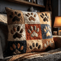 Autumn Pawprint Quilted Pillow Cover Room Decor Gift Ideas For Boyfriend - Curranto