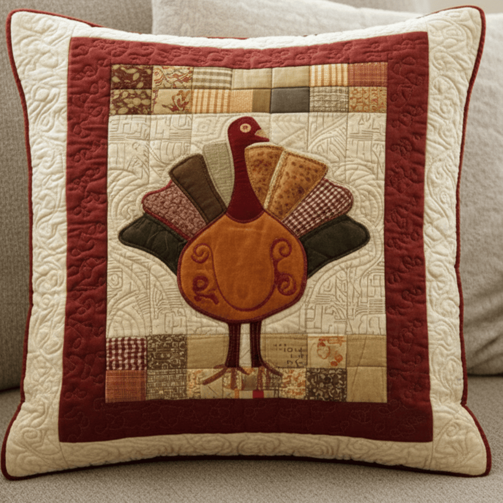 Autumn Turkey Quilted Pillow Cover Home Good Decoration Gifts For Him - Curranto