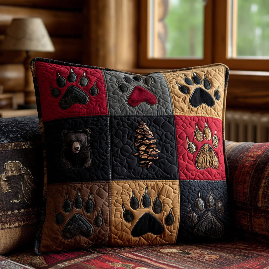 Backwoods Paw Quilted Pillow Cover Living Room Decor Husband Gifts - Curranto