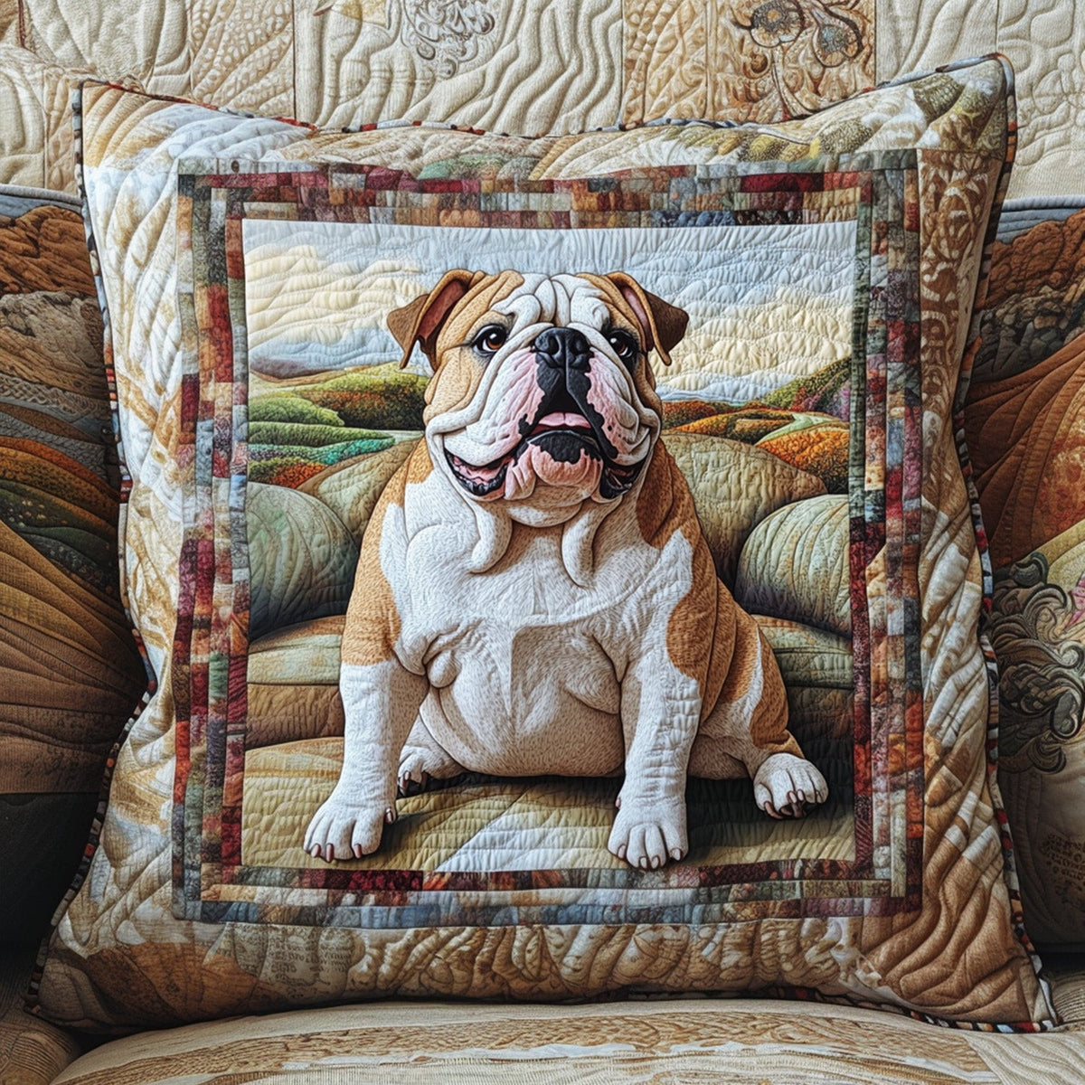 Bulldog Pals Quilted Pillow Cover Room Decor Ideas Gifts For Brother - Curranto