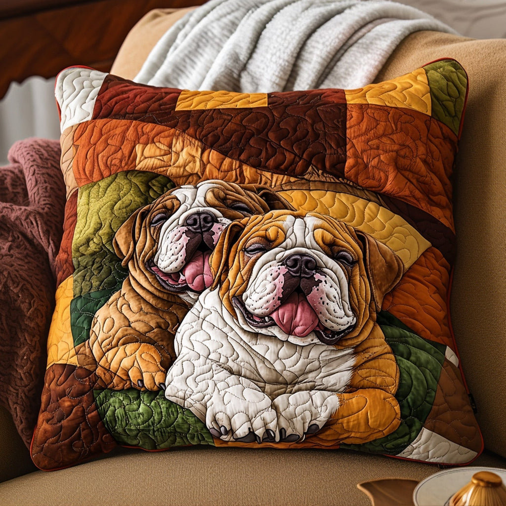 Bulldog Snooze Fest Quilted Pillow Cover Living Room Decorations Gifts For Friend - Curranto