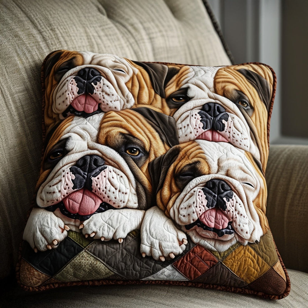 Bulldog Snuggle Quilted Pillow Cover Room Decor Ideas Gifts For Brother - Curranto