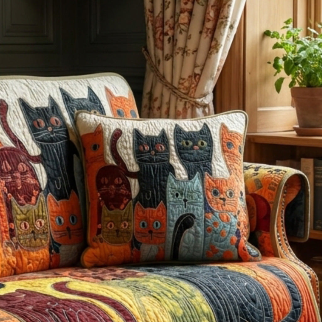 Cat Collage Quilted Pillow Cover Holiday Home Decor Gift Ideas For Wife - Curranto