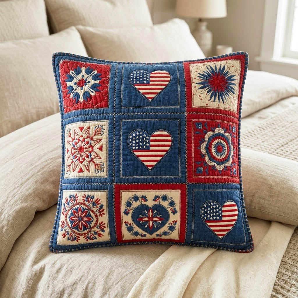 Classic Americana Quilted Pillow Cover Room Ideas Great Gifts For Brothers - Curranto