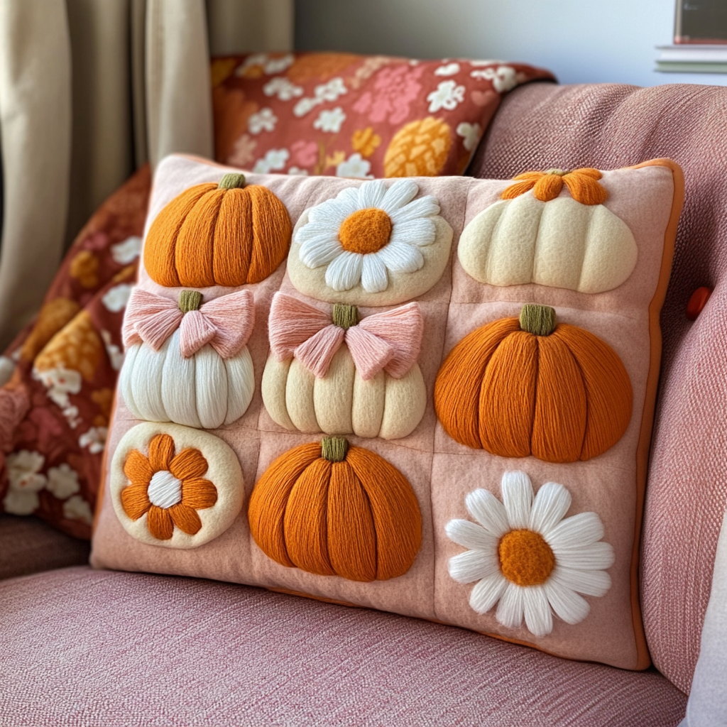 Cozy Pumpkin Quilted Pillow Cover Home Good Decoration Sister Gifts - Curranto