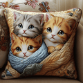 Cuddly Kittens Quilted Pillow Cover Room Decor Ideas Gifts For Brother - Curranto