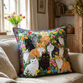 Curious Cats Gathering Quilted Pillow Cover Room Ideas Gifts For Mum - Curranto
