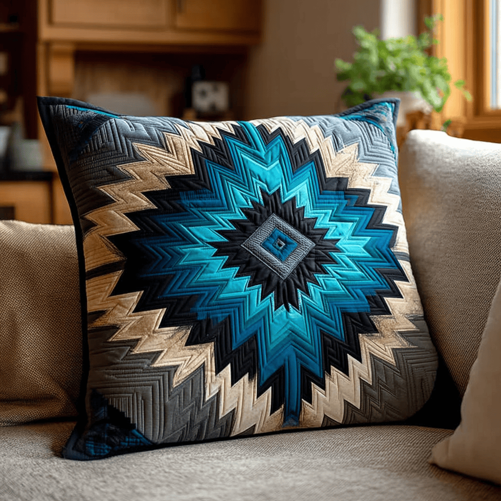 Deep Blue Crayon Quilted Pillow Cover Indoor Holiday Decorations Ideas For Brother - Curranto