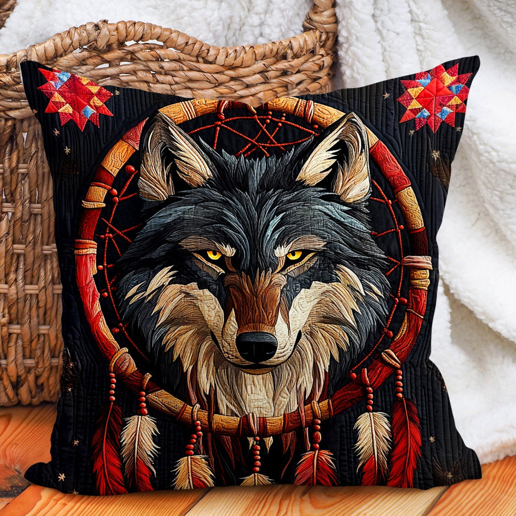 Dreamcatcher Wolf Quilted Pillow Cover House Decoration Gift Ideas For Friend - Curranto