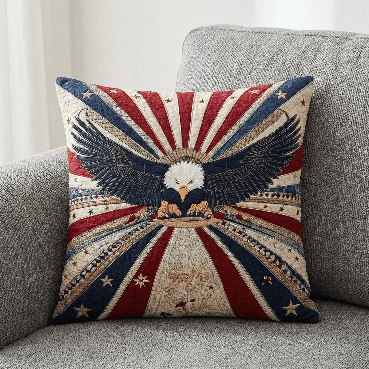 Eagle Spirit Quilted Pillow Cover Living Room Decorations Husband Gifts - Curranto