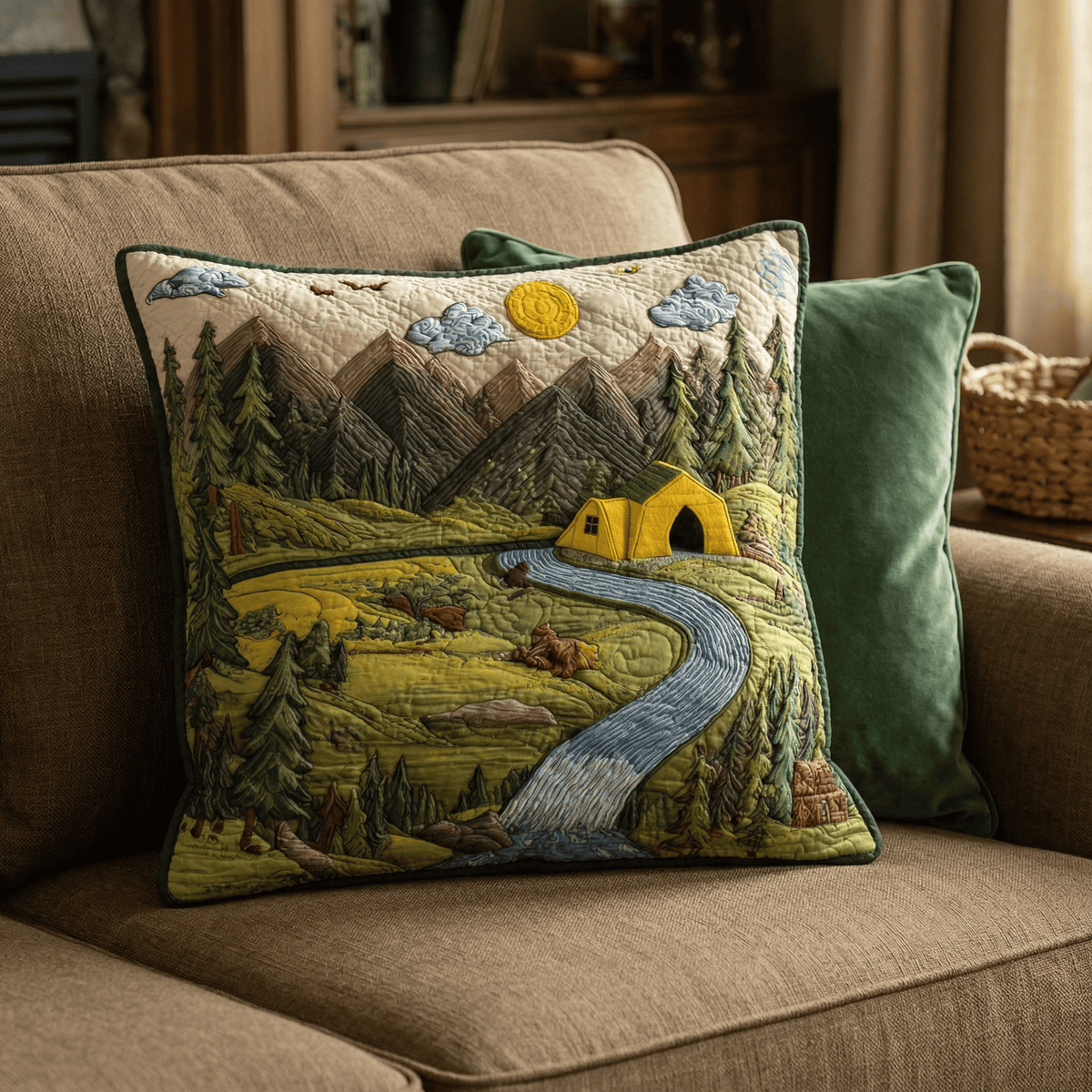 Forest River Camp Quilted Pillow Cover Room Decor Presents For Brother - Curranto