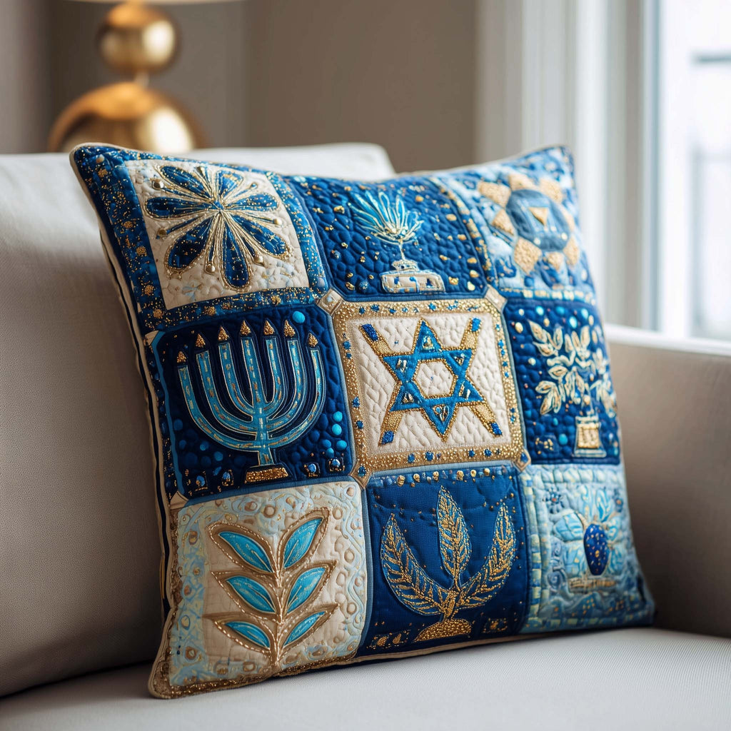 Hanukkah Quilted Pillow Cover Living Room Decor Gift Ideas For Mom - Curranto