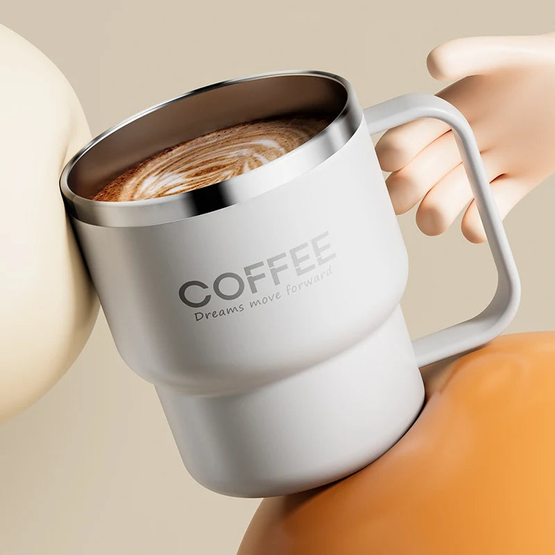 Insulated Stainless Steel Coffee Mug - Leak-Proof Travel Cup with Handle