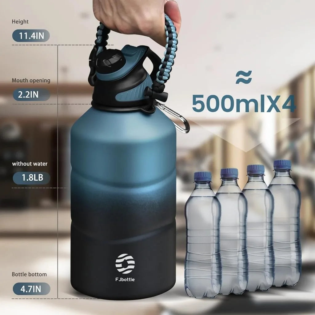 1.9L Stainless Steel Vacuum Flask - Large Gym Water Bottle