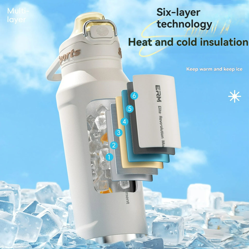 1L Stainless Steel Vacuum Thermos - Insulated Flask for Hiking & Fitness