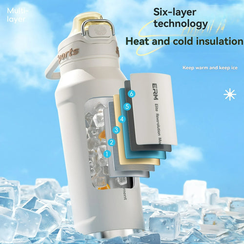 1L Stainless Steel Vacuum Thermos - Insulated Flask for Hiking & Fitness