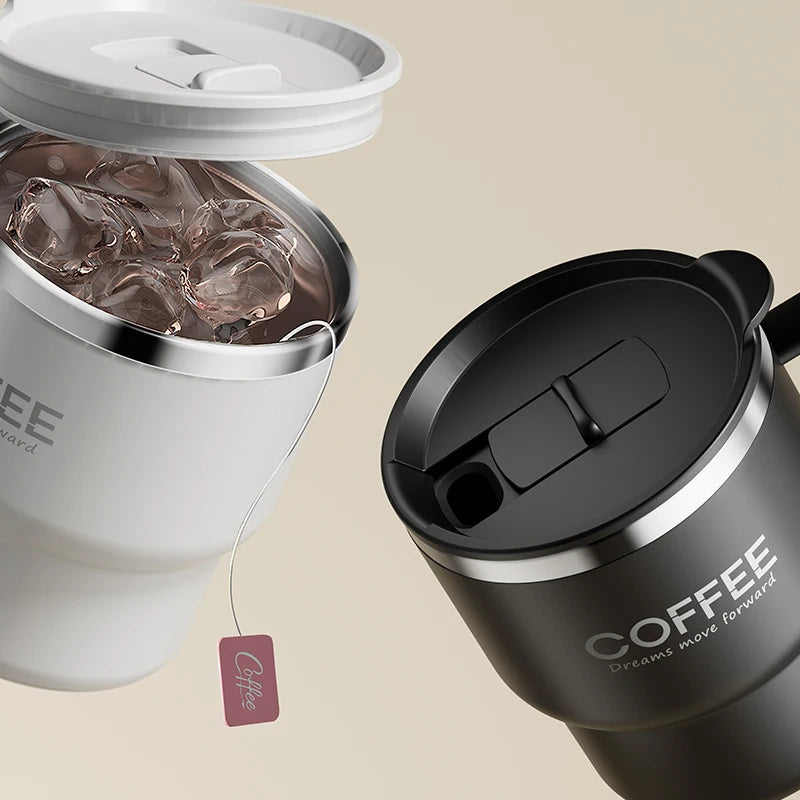 Insulated Stainless Steel Coffee Mug - Leak-Proof Travel Cup with Handle