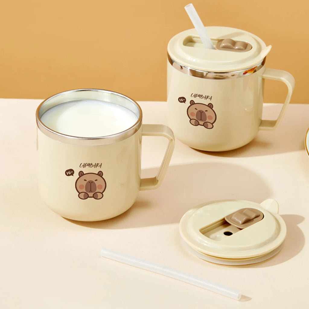 Capybara Kids Water Cup - 316 Stainless Steel Insulated Straw Mug