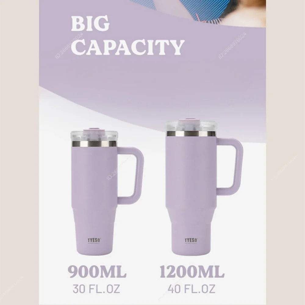 Tyeso Insulated Tumbler Stainless Steel Travel Mug with Handle & Straw
