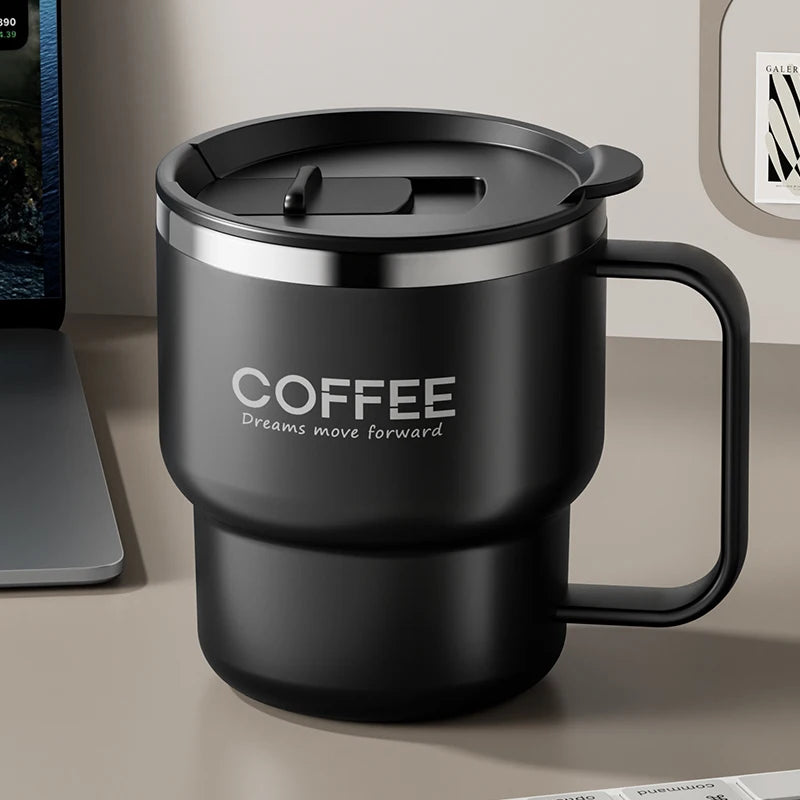 Insulated Stainless Steel Coffee Mug - Leak-Proof Travel Cup with Handle