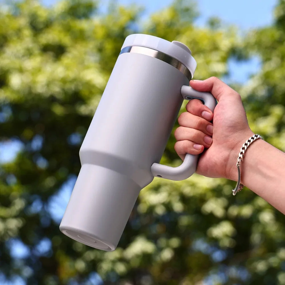 40oz Insulated Tumbler with Handle | Stainless Steel Travel Mug