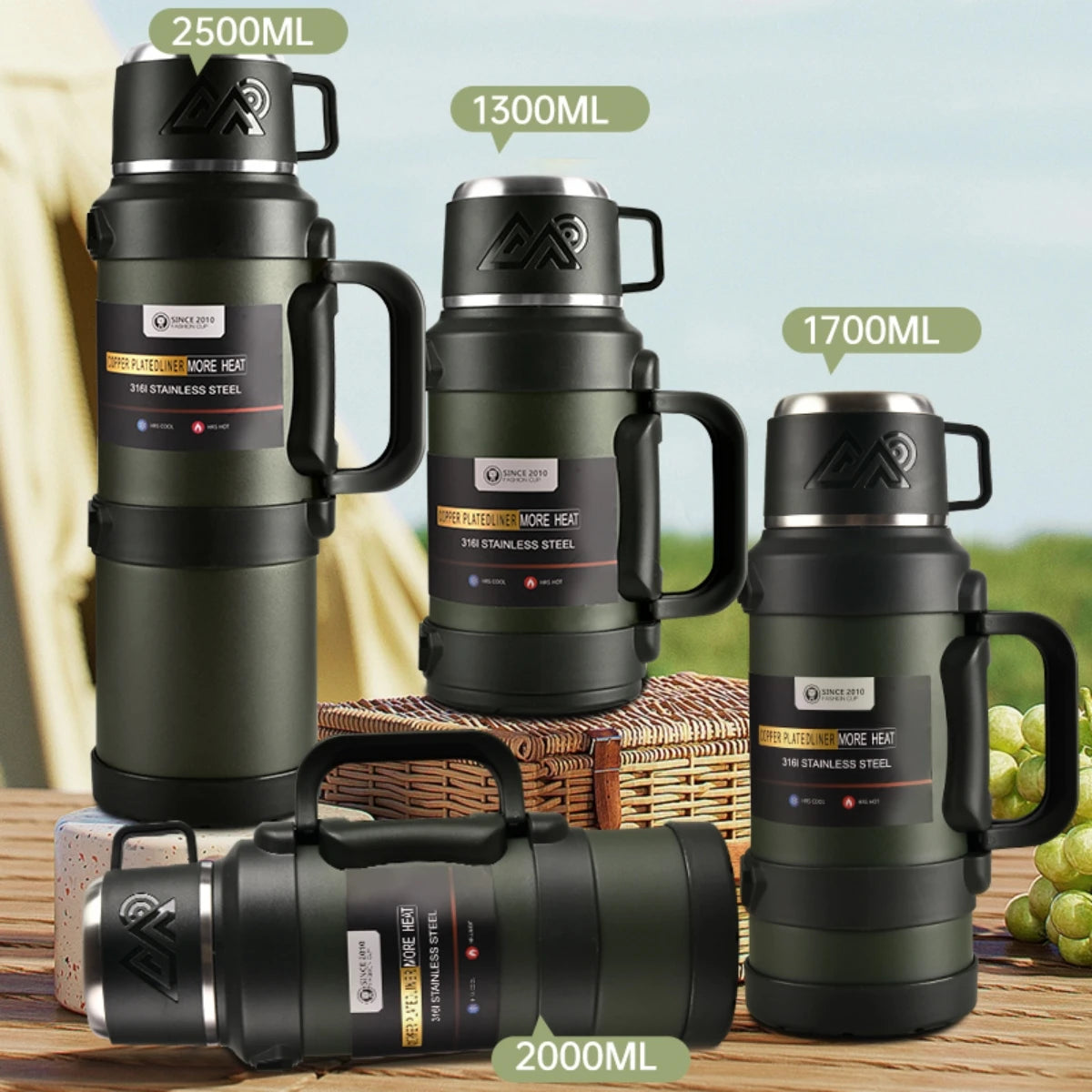 Large Capacity Stainless Steel Thermos - Outdoor Thermal Water Bottle