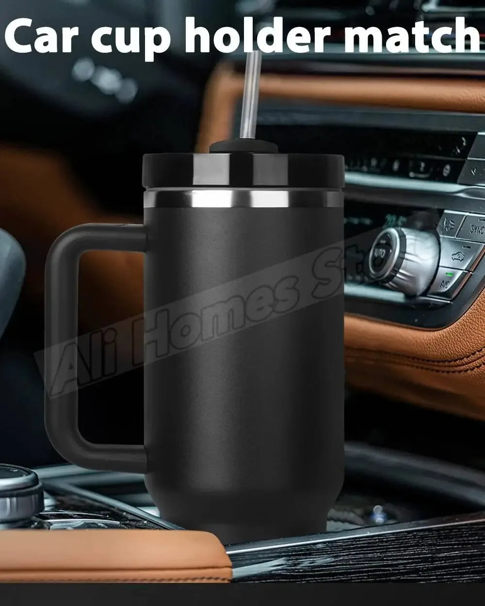40oz Insulated Tumbler with Handle | Stainless Steel Travel Mug