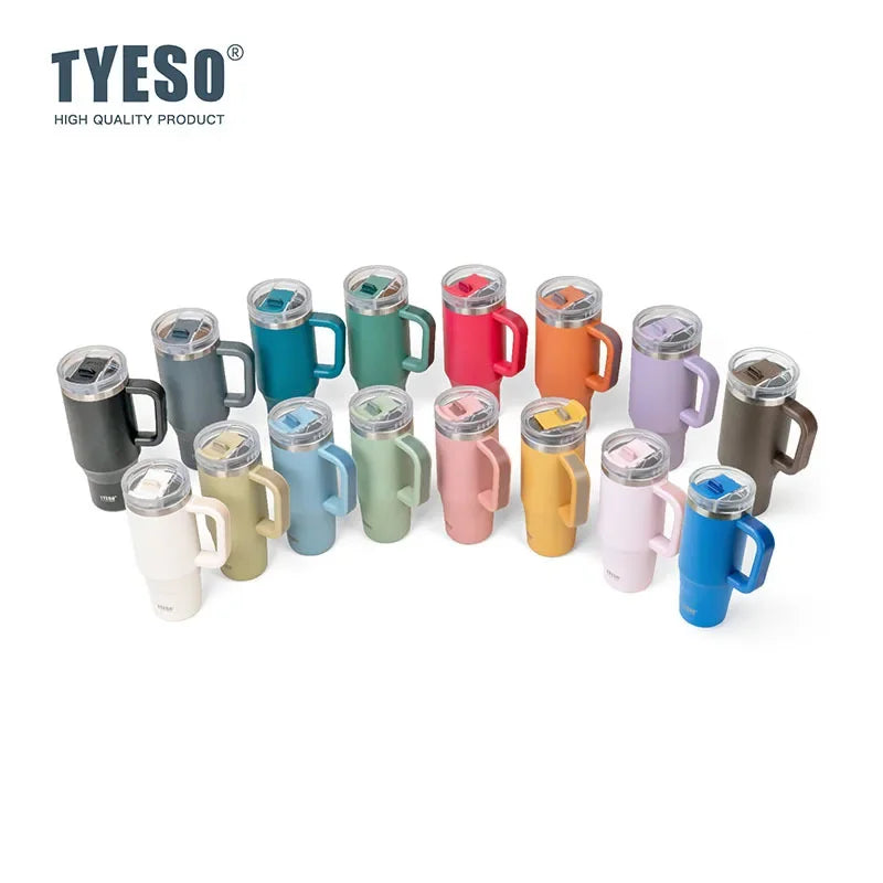 Tyeso Insulated Tumbler Stainless Steel Travel Mug with Handle & Straw