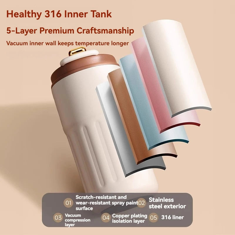 450ml Smart LED Temperature Display Thermos - Stainless Steel Travel Mug