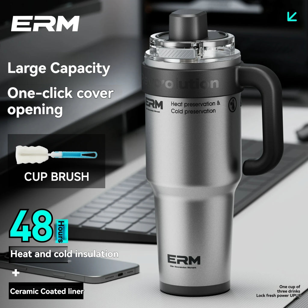 1200ml Insulated Ceramic Tumbler - Stainless Steel Travel Bottle