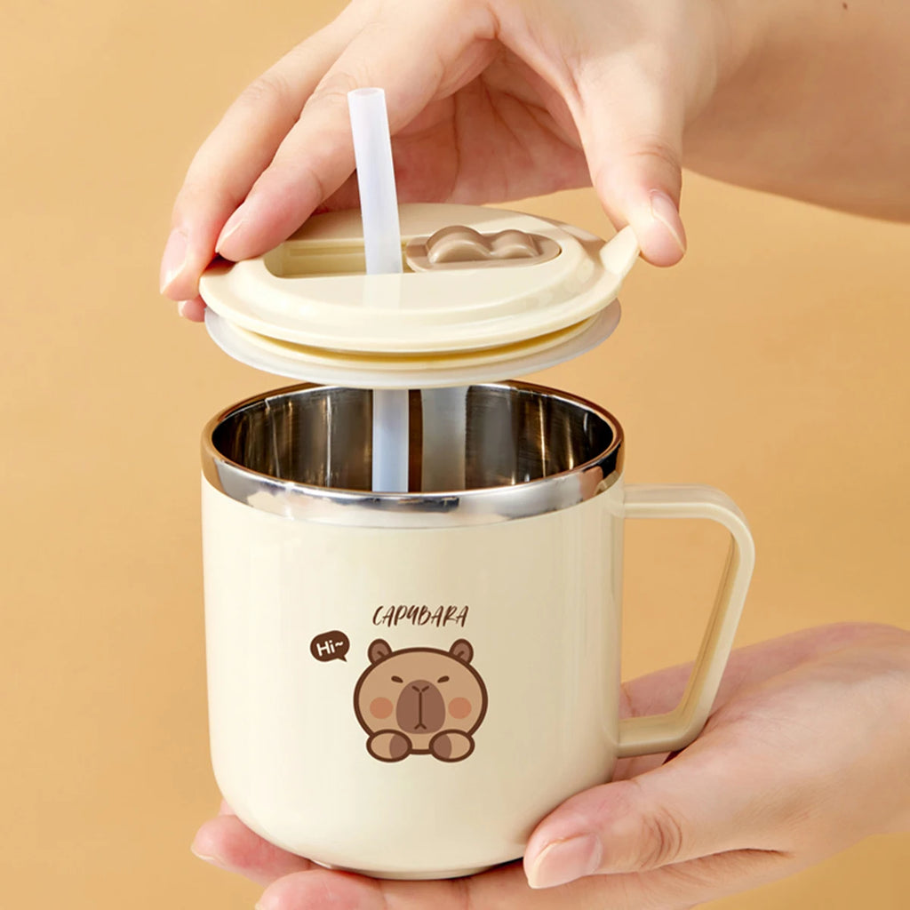 Capybara Kids Water Cup - 316 Stainless Steel Insulated Straw Mug