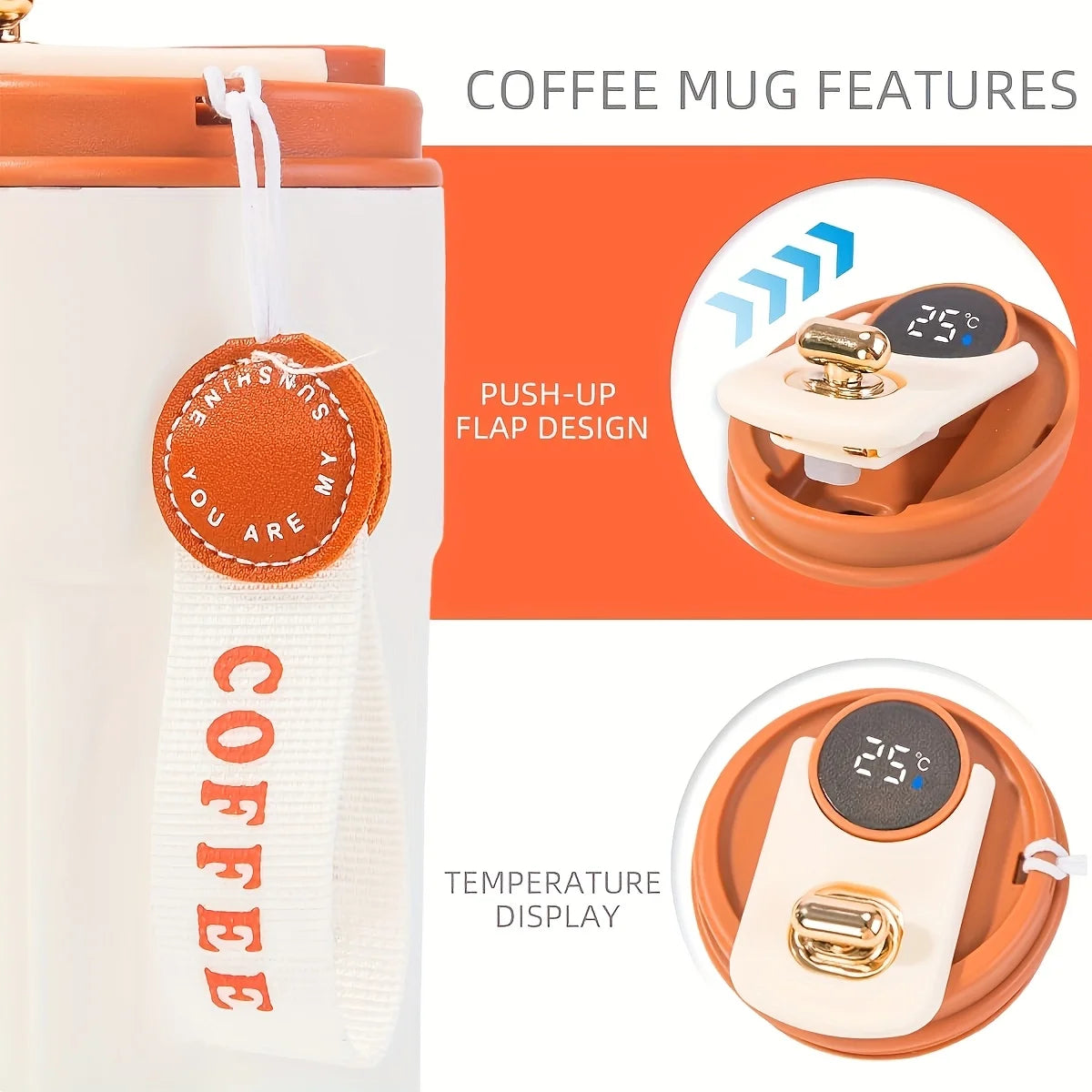 450ml Smart LED Temperature Display Thermos - Stainless Steel Travel Mug