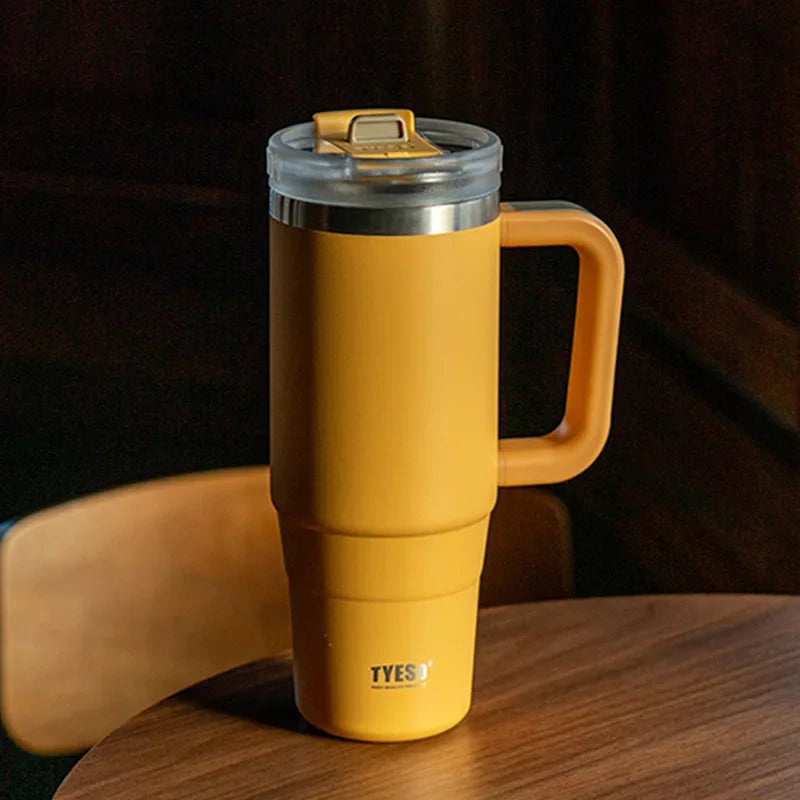 Tyeso Insulated Tumbler Stainless Steel Travel Mug with Handle & Straw