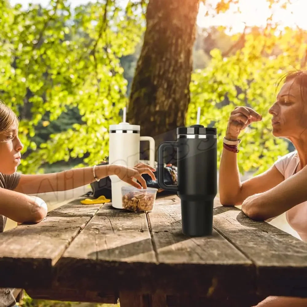 40oz Insulated Tumbler with Handle | Stainless Steel Travel Mug