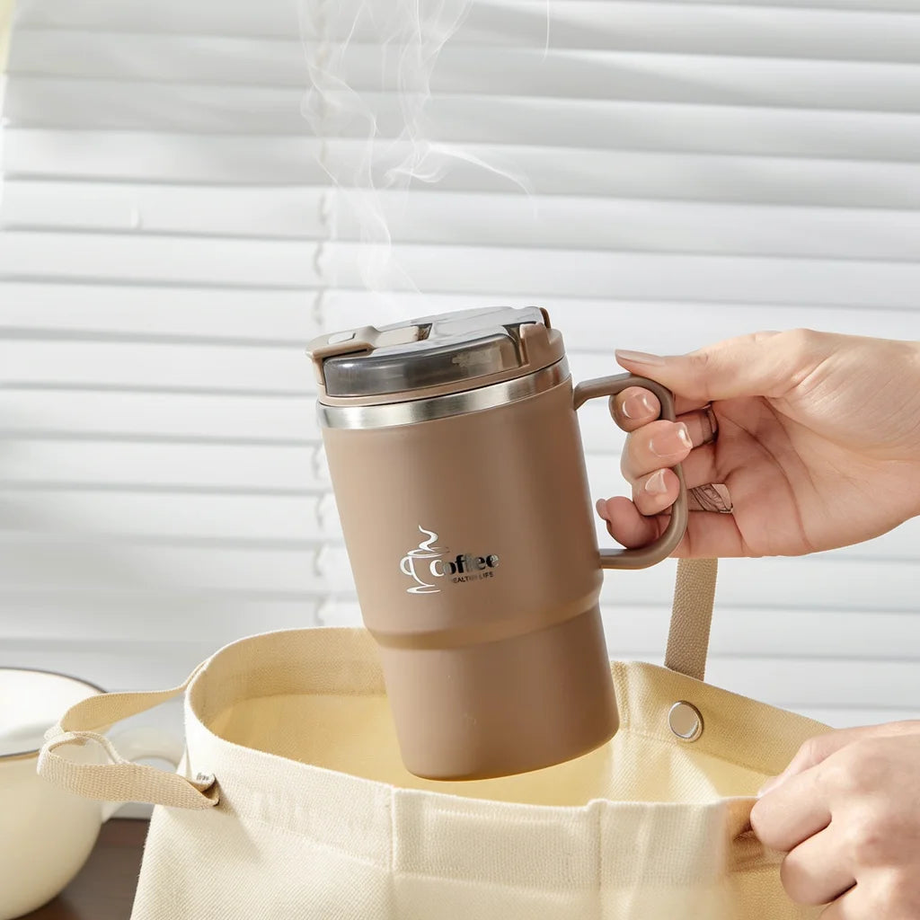 304 Stainless Steel Insulated Coffee Mug with Spoon & Strainer