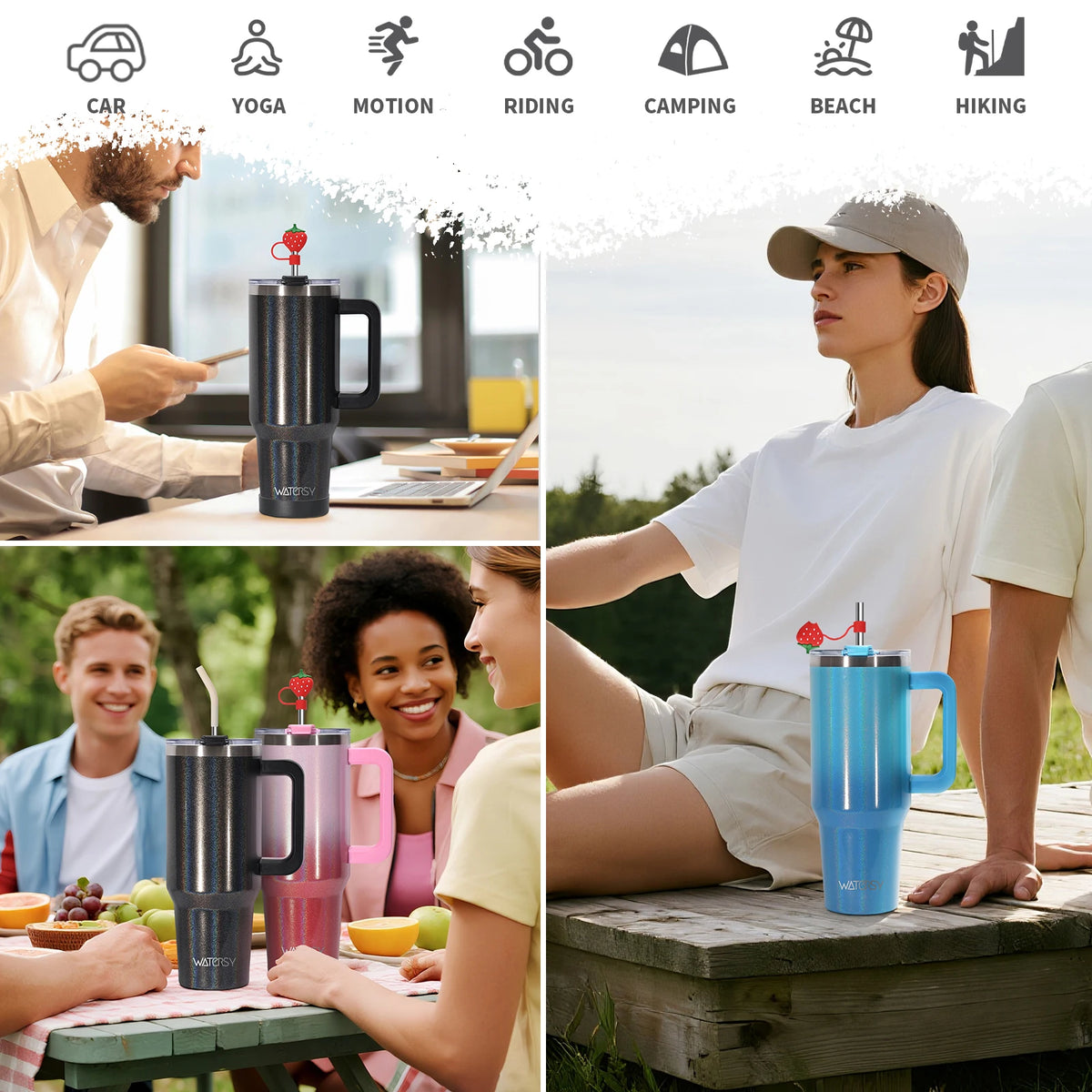 30oz/40oz Insulated Stainless Steel Tumbler with Handle