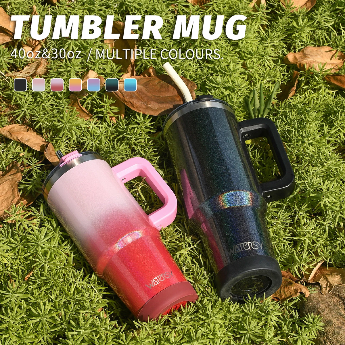 30oz/40oz Insulated Stainless Steel Tumbler with Handle