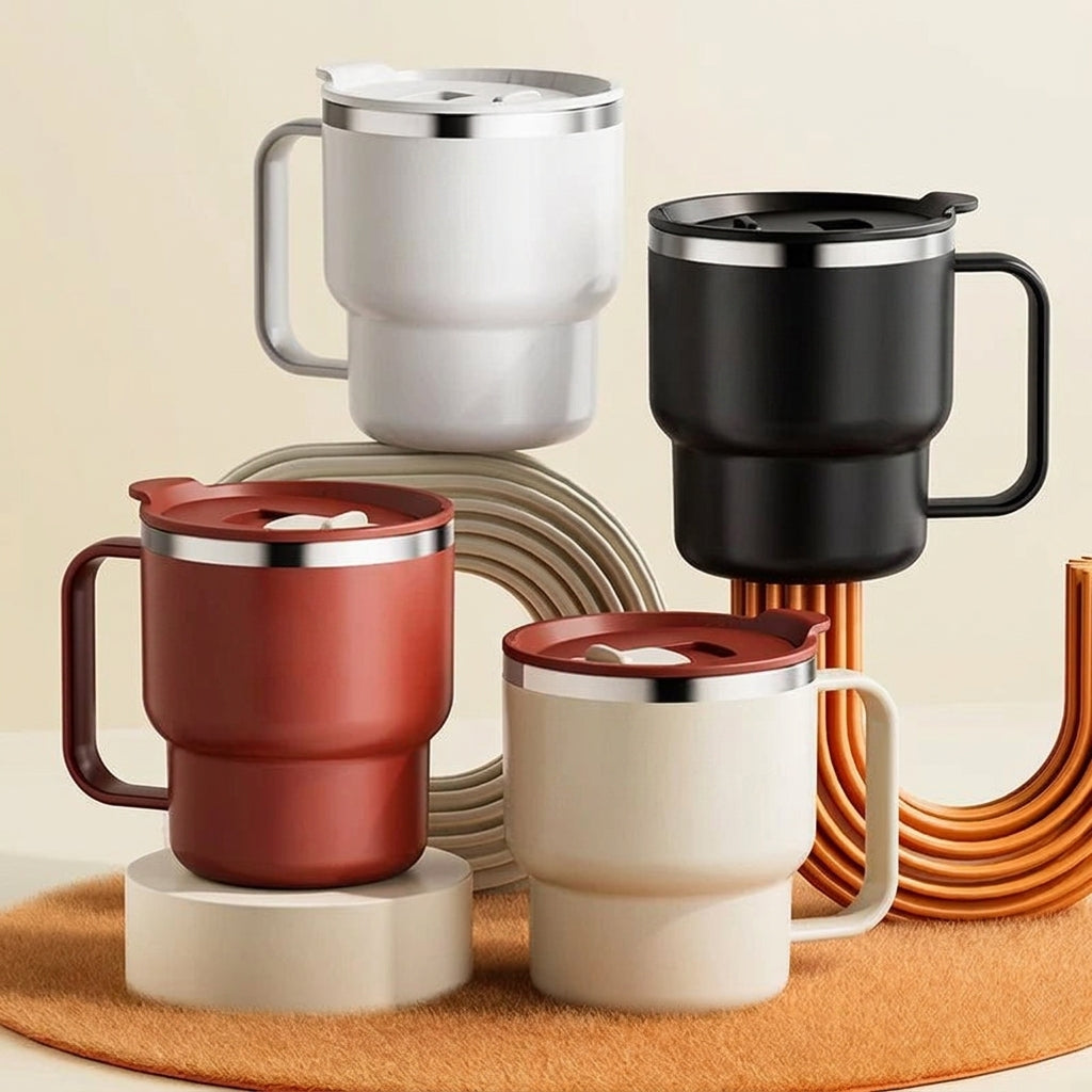 Insulated Stainless Steel Coffee Mug - Leak-Proof Travel Cup with Handle